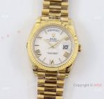 Swiss Copy Rolex 40mm Day-date TWS 2836 watch on White Roman Numeral Dial
